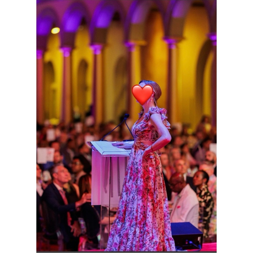 Mac Duggal Pink Floral Rose Cut-Out Chiffon Gown STUNNING! - Picture 7 of 11